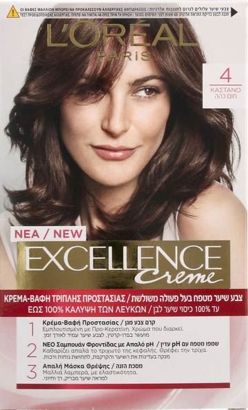 Crème צבע שיער קבוע - אקסלנס קרם 4 חום כהה
